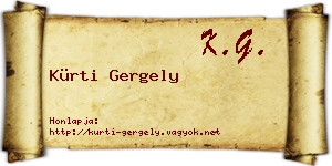 Kürti Gergely névjegykártya